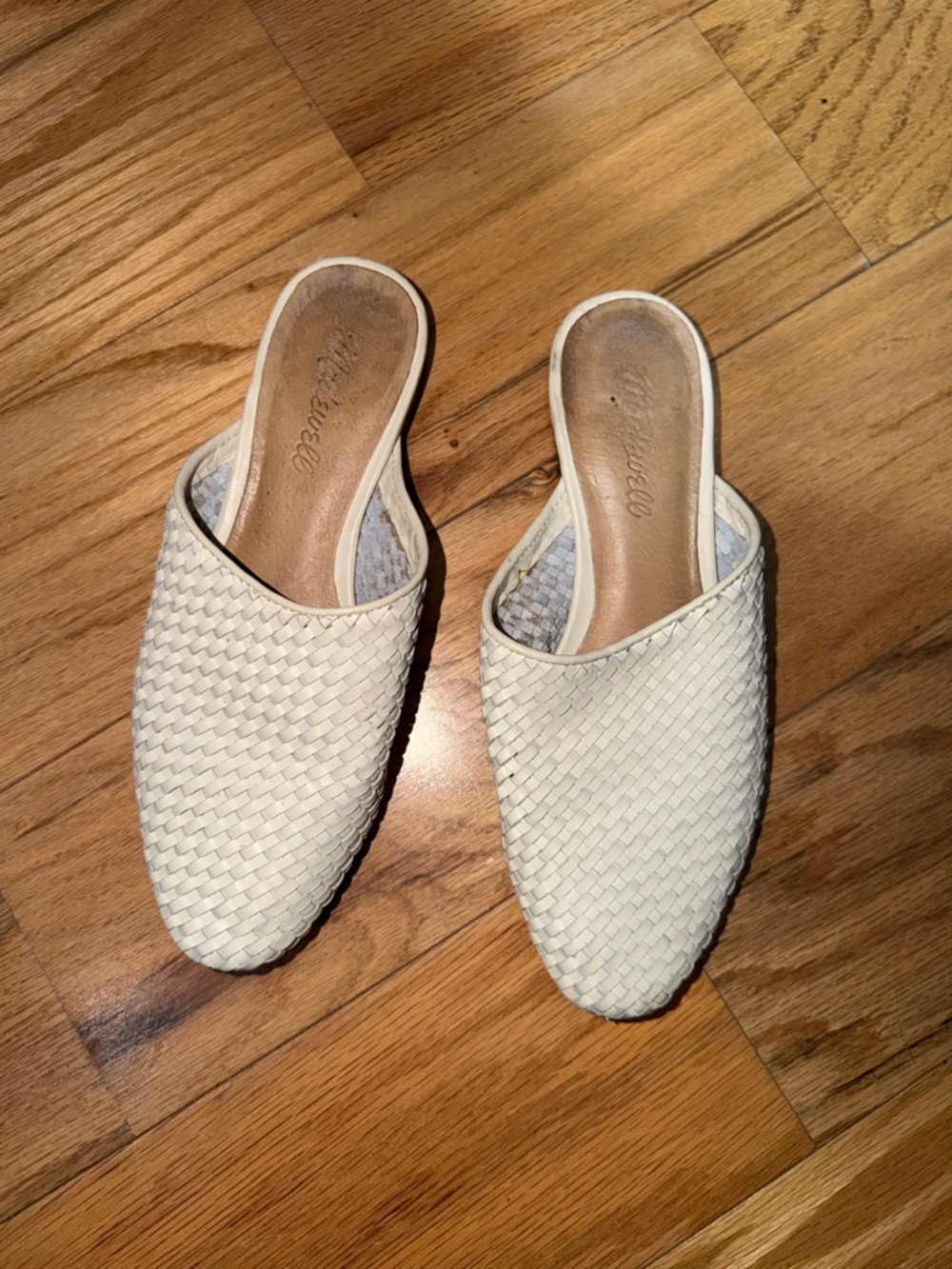Madewell Woven Slip-On Mules in Cream